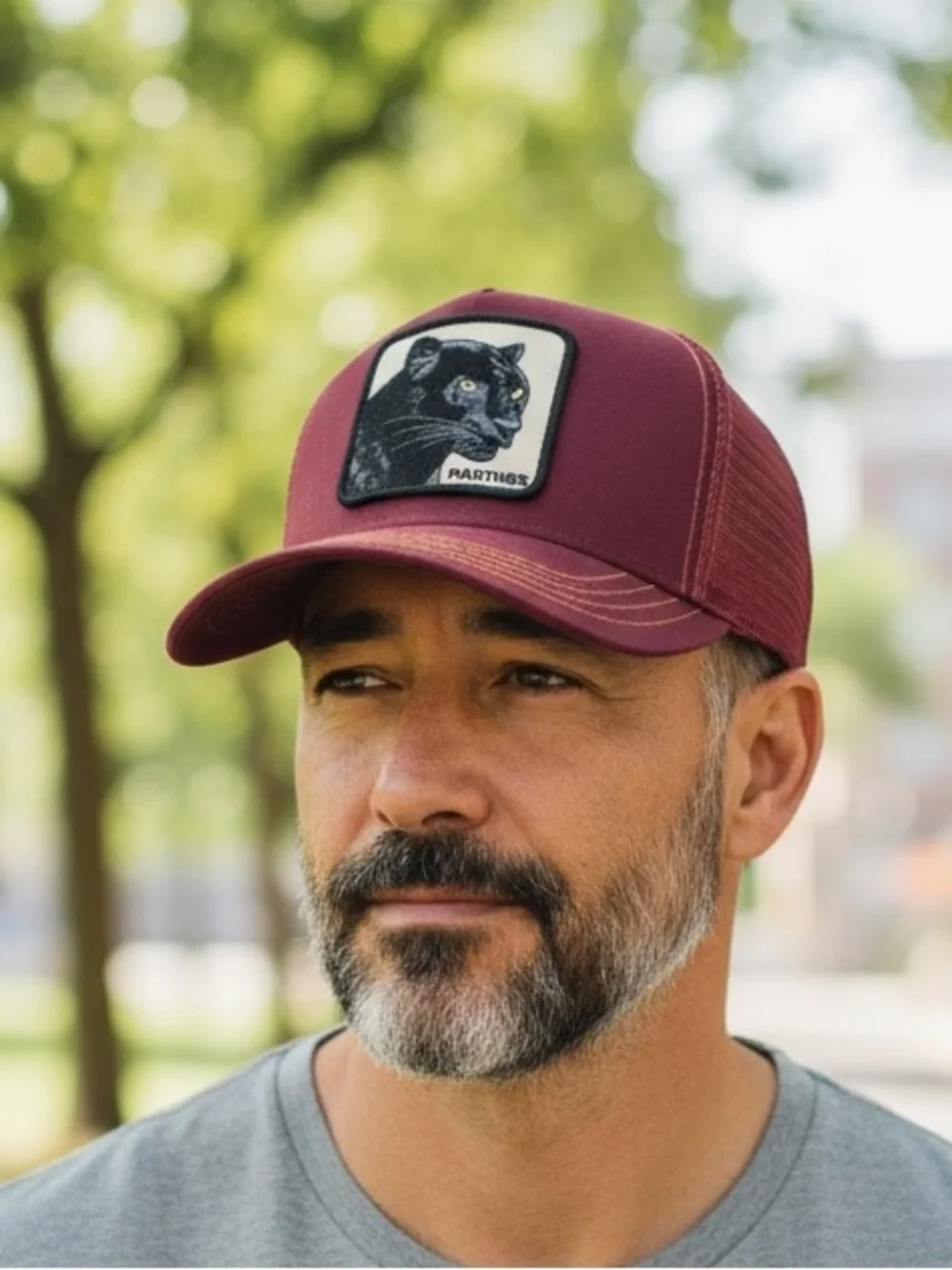 Goorin Bros Maroon Panther Patch Trucker Hat